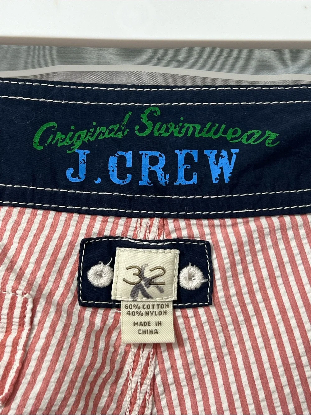 J. Crew Striped Pink Seersucker Cargo Swim Shorts- Men’s Original Swimwear